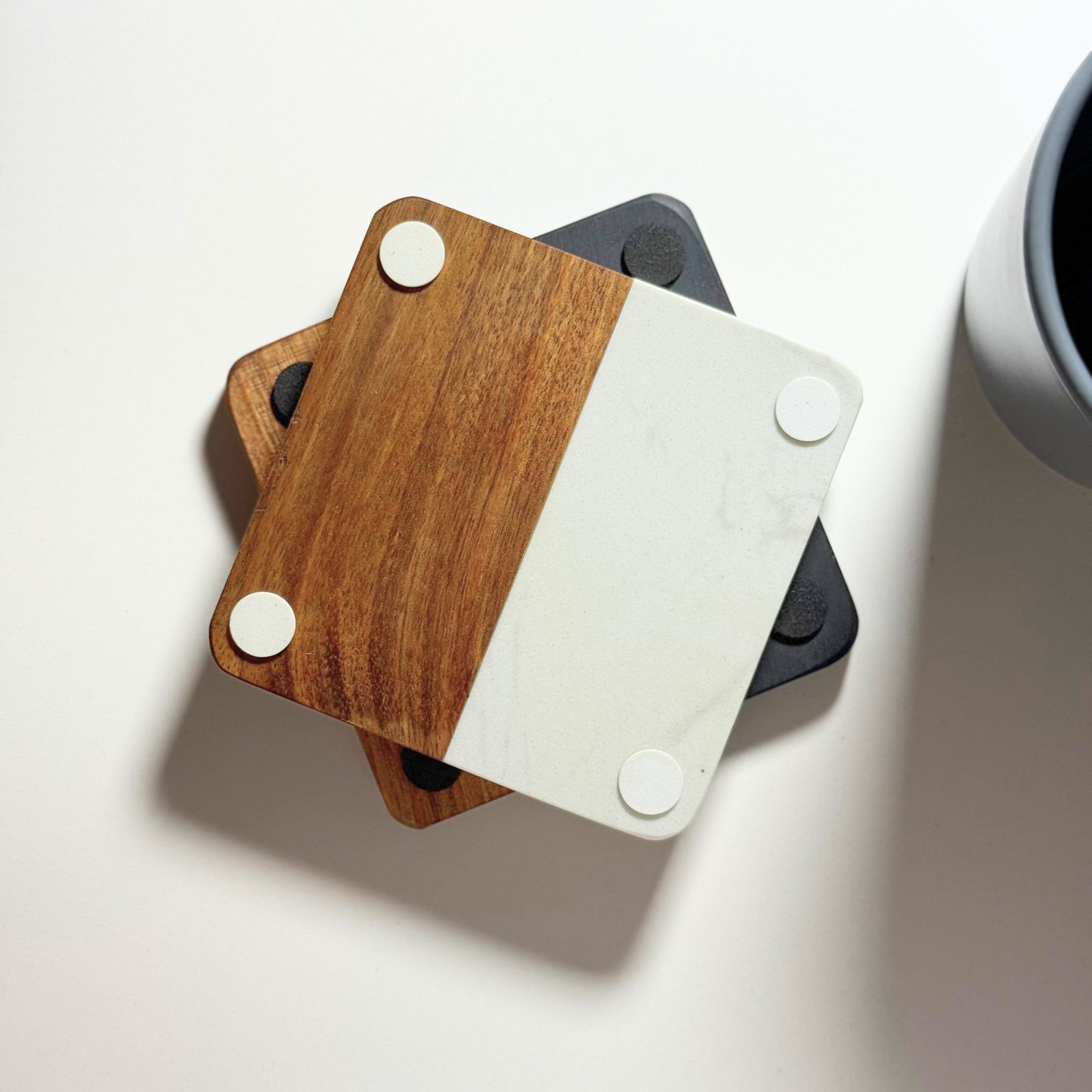 Personalised Marble & Acacia Wood Coaster
