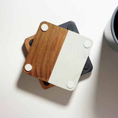 Personalised Marble & Acacia Wood Coaster
